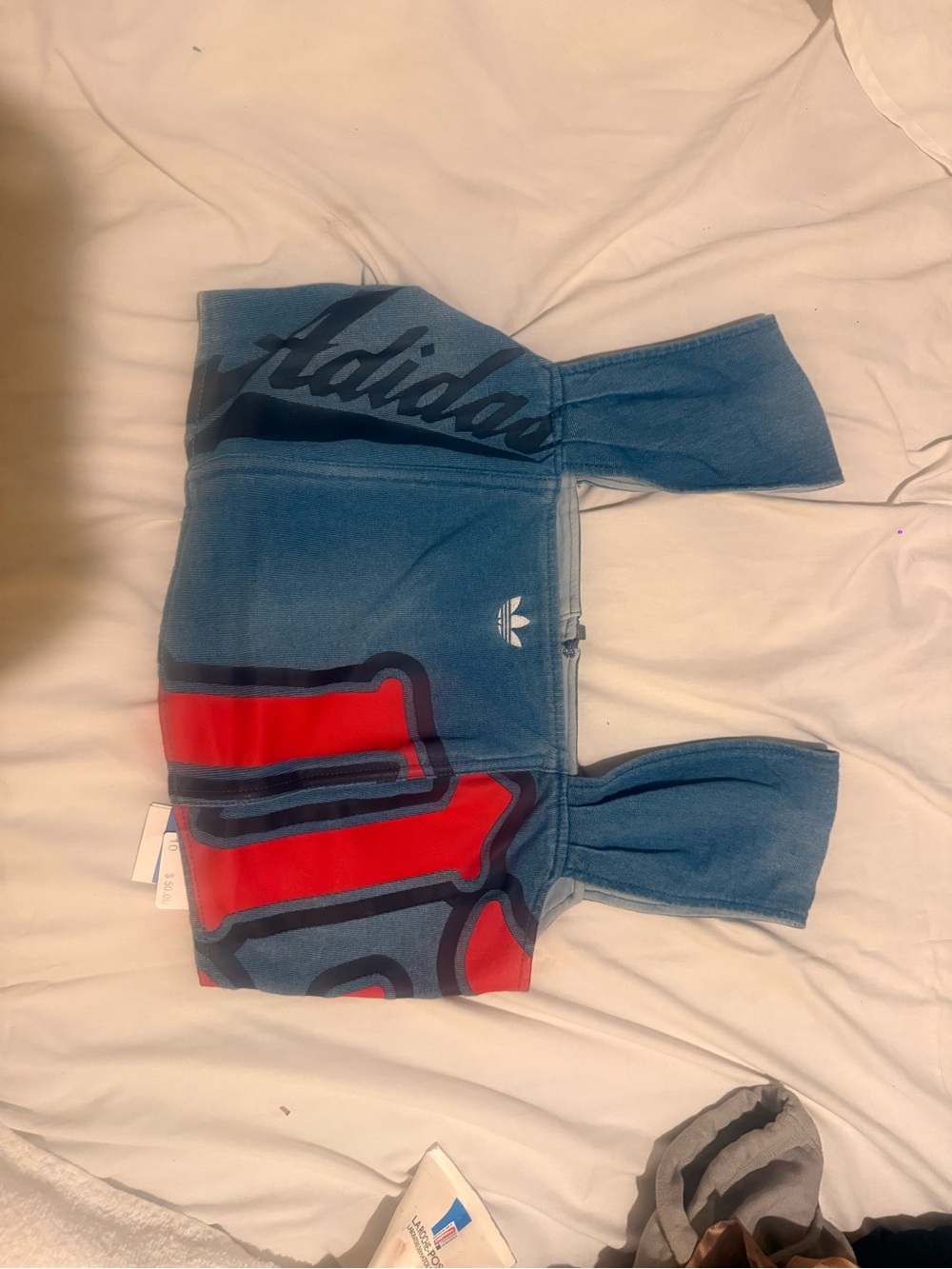 adidas Light Blue Crop Tank with Red Graphic - Picture 2 of 6
